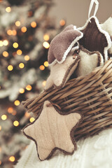 Christmas home decor, beautiful holiday decoration. High quality photo.