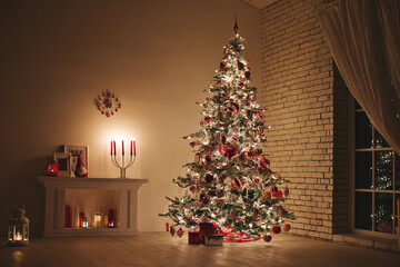 Christmas decor in the house. High quality photo.