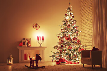 Christmas decor in the house. High quality photo.