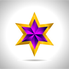 illustration of a purple gold star on steel background. vector file New year Christmas