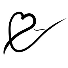 abstract female face with hair on the eye from the heart