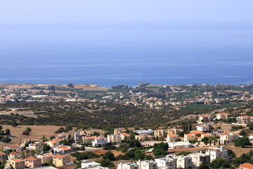 Fototapeta na wymiar City view above Paphos, Cyprus 2020