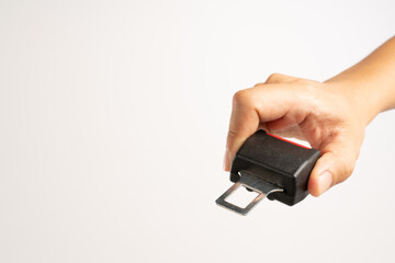 Hand holding safety adaptor or dummy seat belt