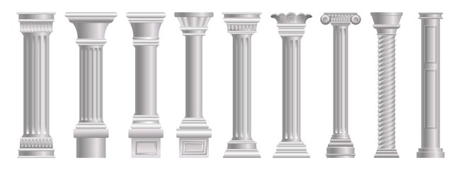 Pillar icons set. Cartoon set of pillar vector icons for web design