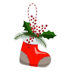Christmas sock icon. Cartoon of christmas sock vector icon for web design isolated on white background