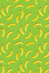 Bananas creative background. pop art bananas background. Tropical abstract background with banana. Colorful fruit yellow banana