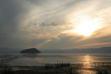 琵琶湖　湖北の夕