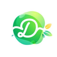 Vector green eco letter D logo.