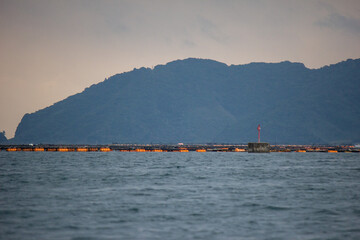 海上の養殖（畜養）生け簀　a fish farm