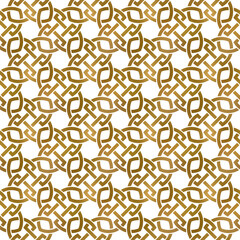 Traditional repeatable background of golden twisted strips. Swatch of gold plexus of bands. Vintage seamless pattern.