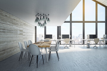 Minimalistic coworking office interior