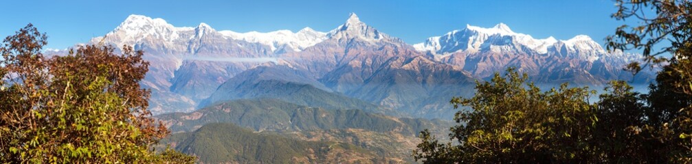 Panoramic view of Mount Annapurna range, Nepal Himalaya