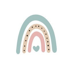 Cute rainbows for children.  With flower,in cartoon style. Isolated on white background. for kids. Cute illustration in hand drawn style for posters, prints, cards, fabric, children's books. Vector.