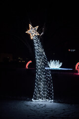 Christmas tree made of lights realistic. Christmas tree made of garland