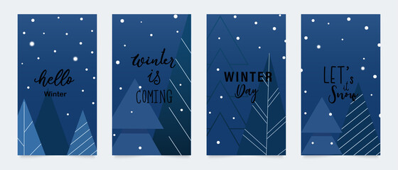 Winter background vector.  New year and Christmas vector illustrations design for social media post and stories, Cover, wallpaper, wall arts, Winter design for advertising and banners.