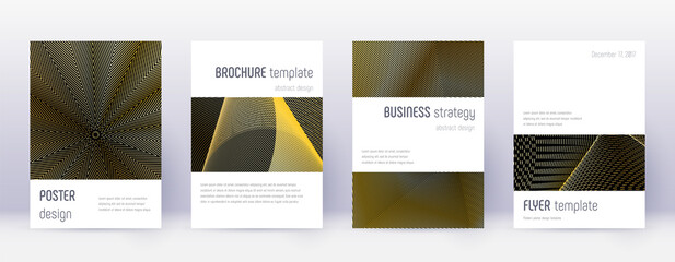 Minimalistic brochure design template set. Gold ab
