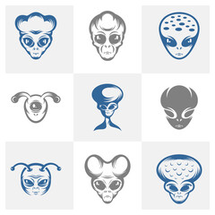 Set of Alien logo design vector Illustration, Alien design template
