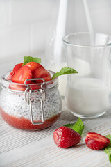 Breakfast pudding with Chia seeds and strawberries