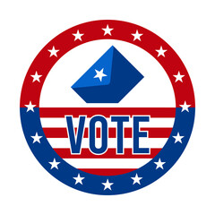 2020 Presidential Election Vote Badge - United States of America. USA Patriotic Symbol - American Flag. Democratic / Republican Support Pin, Emblem, Stamp or Button. November 3