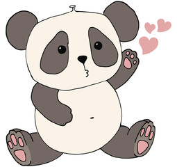 panda bear cute valentine heart vector