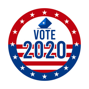 2020 Presidential Election Vote Badge - United States of America. USA Patriotic Symbol - American Flag. Democratic / Republican Support Pin, Emblem, Stamp or Button. November 3