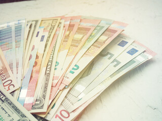 stack of Euro money on a white background, coins cents. The concept of Finance and business