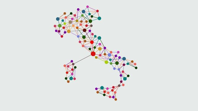 Abstract italian network with map and link