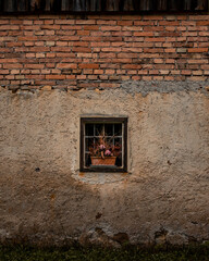 old brick wall with window