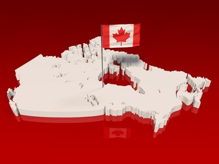 Canada 3d map and flag