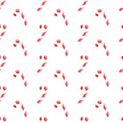 Seamless christmas watercolor pattern with candy on the white background, can be used for greeting cards,textile printing, banners, wallpaper and more