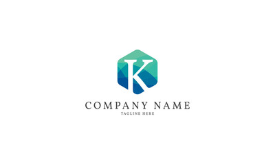 letter K modern hexagon logo template
