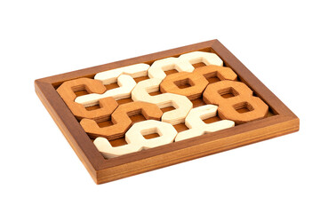 Close up. 2D Wooden Puzzle Digital puzzle.