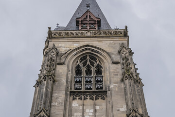 Fototapeta premium Fragment of Amiens Church of Saint-Leu, dedicated to Bishop of Sens - Saint Leu. Built in 1481, church of Saint Leu is one of the twelve ancient Amiens parishes. Amiens, Somme, Picardie, France.