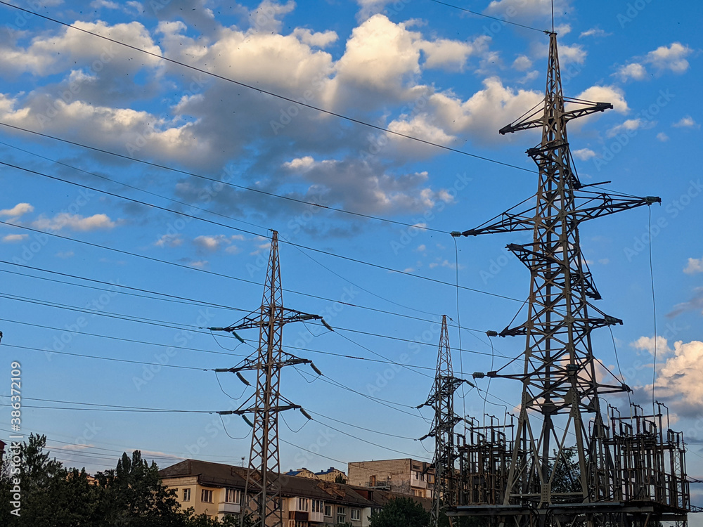 Wall mural power line tower