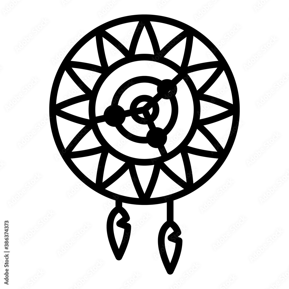 Sticker Sacred dream catcher icon. Outline sacred dream catcher vector icon for web design isolated on white background - Stickers