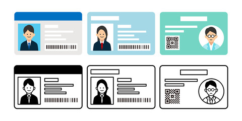 資格、免許、身分証、IDカードのベクターイラストイメージ素材