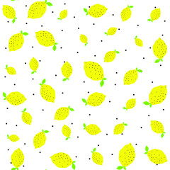 Seamless vector yellow lemons pattern. 10 eps citrus vitamin background for design, fabric, textile, cover, web and wrapping.