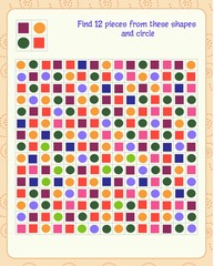 logic game for children. find 12 fragments indicated in the sample and circle