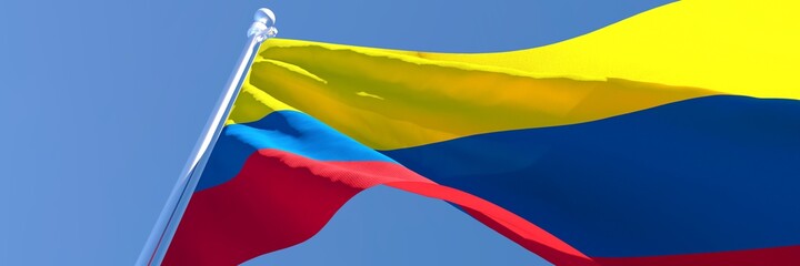 3D rendering of the national flag of Colombia waving in the wind
