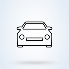 Obraz premium front car sign line icon or logo. Universal car concept. vector linear illustration.