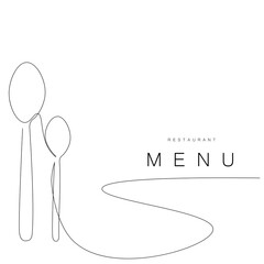 Menu background with spoons line drawing, vector illustration