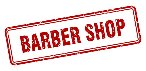 barber shop stamp. square grunge sign on white background