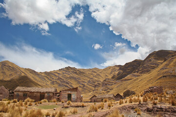 Small rural village in the Peruvian Andes close to the border of Cusco - Puno district during a...