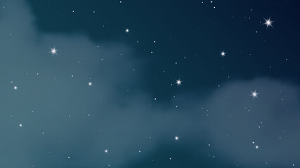 Night sky with clouds and many stars