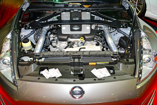 Nissan Z Sports Car Engine At Manila Auto Salon Car Show In Pasay, Philippines