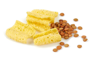 lentil chips isolated on white background