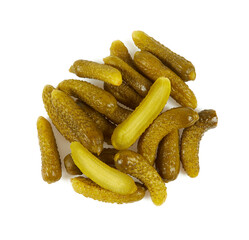small pickled cucumbers isolated on white