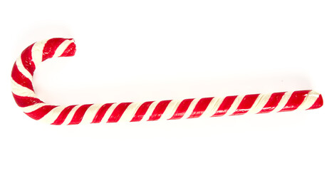 Fototapeta premium Striped Christmas candy cane isolated on white