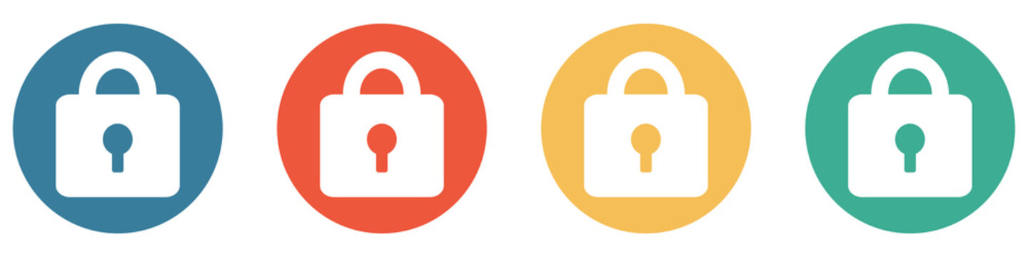 Bunter Banner mit 4 Buttons: Schloss, Sicherheit, Verschl&uuml;sselung