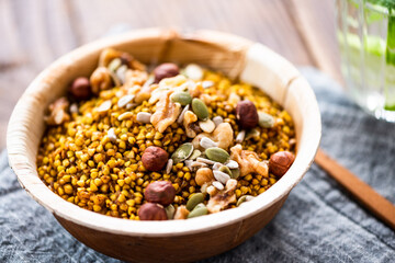 Groat and Nuts Porridge Served in Edible Eco Plates